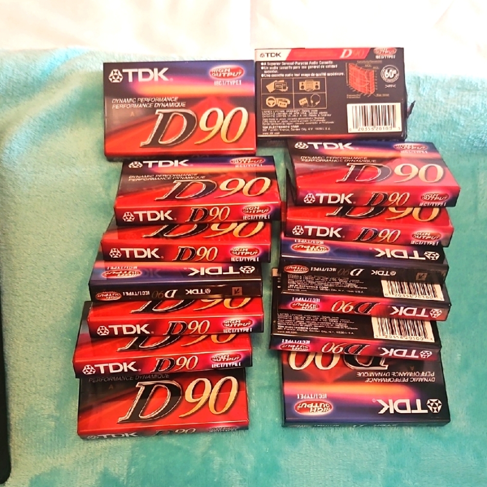 TDK D90 Cassette Tapes - Red and Black New 14 Piece Bundle